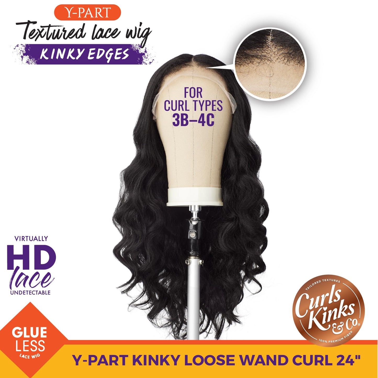 Sensationnel Curls Kinksandco Kinkyedges Wig - Kinky Loose Wand Curl 24 Inch Y Part Lace Natural Kinkytexture Edged Hairline for
