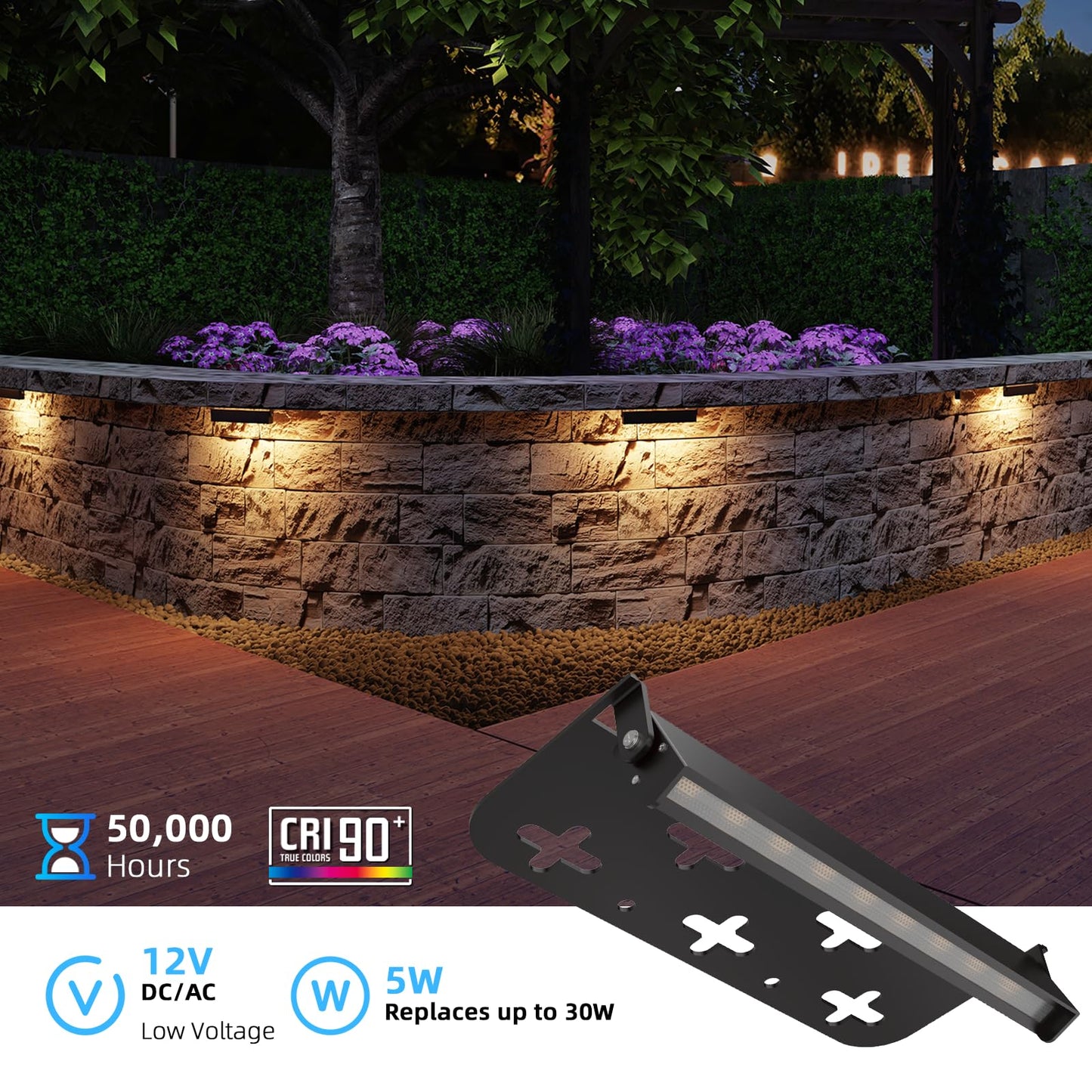 Raxjov 4 Pack 7 Inch Retaining Wall Lights  5W Led Hardscape Lighting 12V Ac/Dc Low Voltage Step Lights Outdoor  2700K Soft White Ip65 Waterproof Landscape Lighting For Patio Walls Stairs