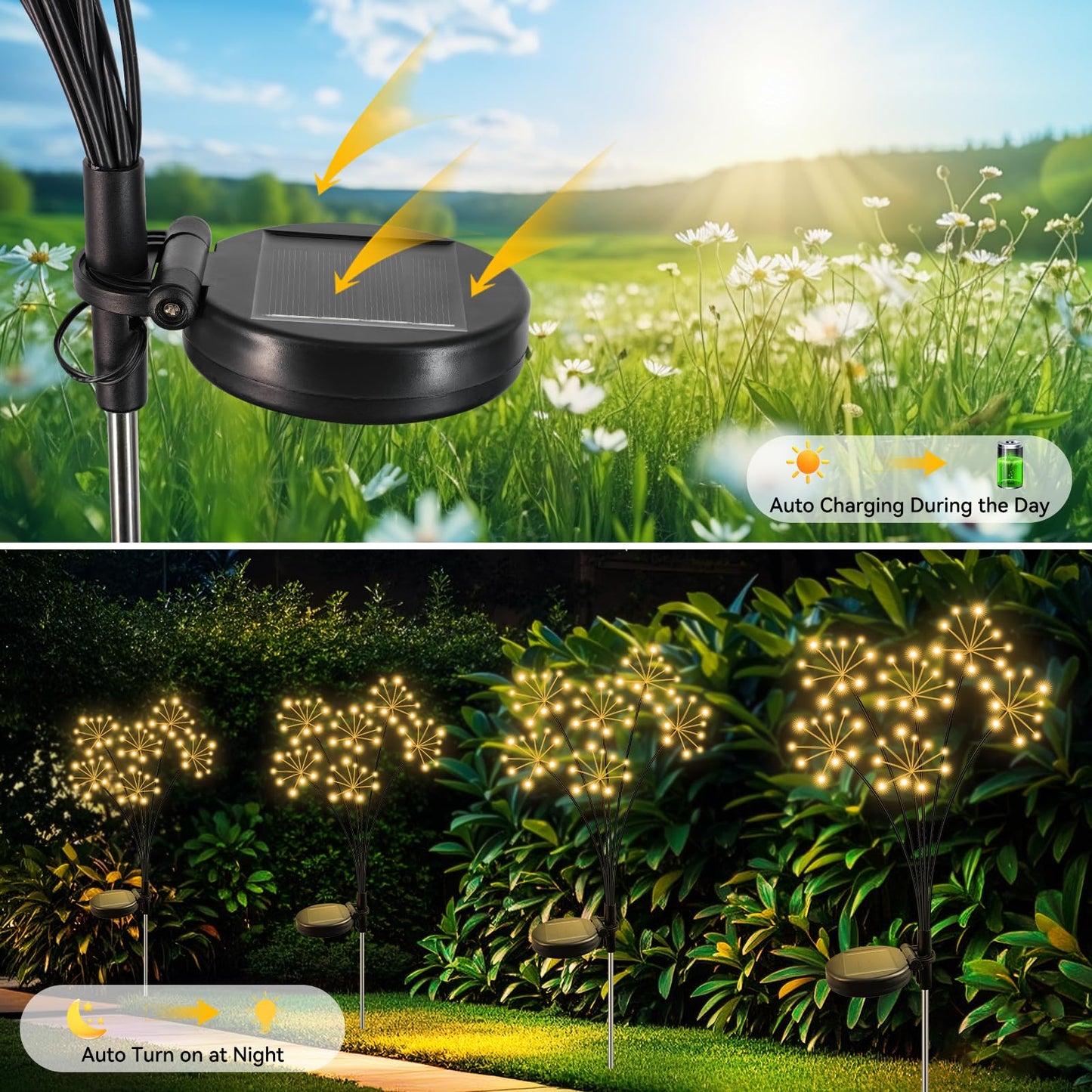 Solar Garden Lights 6 Pack Waterproof Swaying Starburst Light Solar Outdoor Lights For Yard Patio Walkway Pathway Party Wedding Decoration  Unique Gifts For Women  Warm White