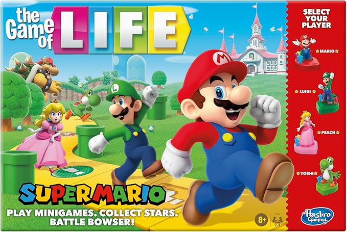 Hasbro Gaming The Game of Life: Super Mario Edition Board Game for Kids Ages 8 and Up, Play Minigames, Collect Stars, Batt...