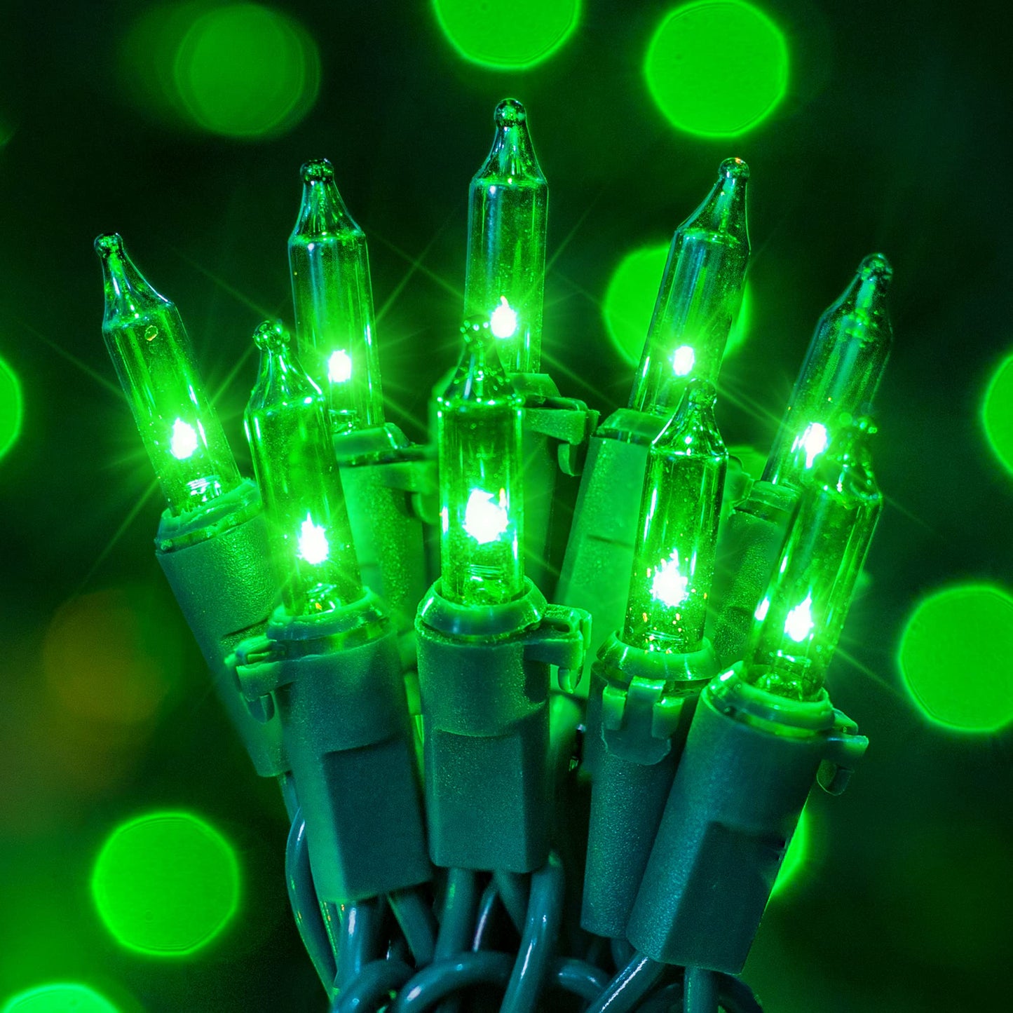 Hopolon Mini String Lights, 50 Count, 13 Feet, Incandescent, Waterproof, Green, 2PACK for Indoor/Outdoor Decor