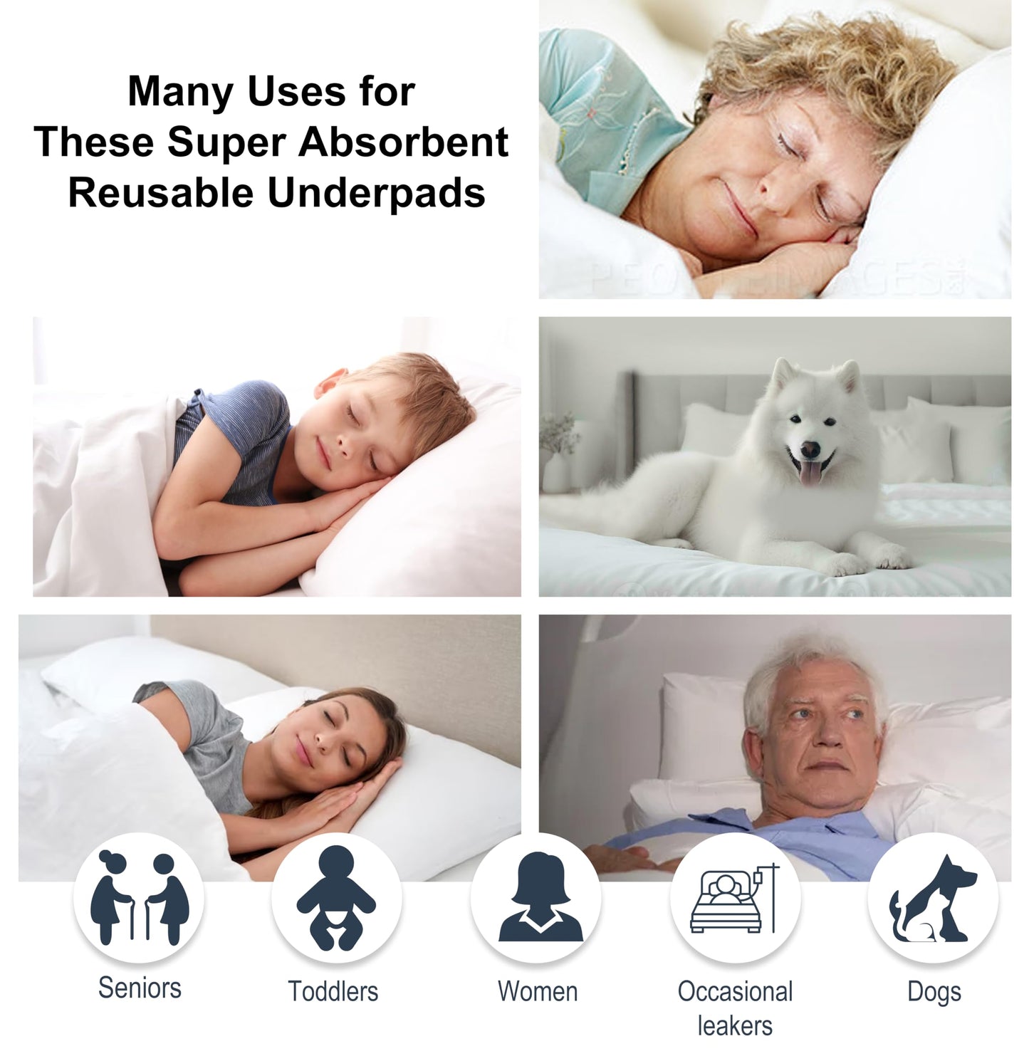 AbsorbEase® Washable Underpads, 34" x 36" (Pack of 4) - Heavy Absorbency Reusable Incontinence Pads for Kids, Adults, Elderly, Pets - Waterproof Protective Pad for Bed, Couch, Sofa, Furniture, Floor