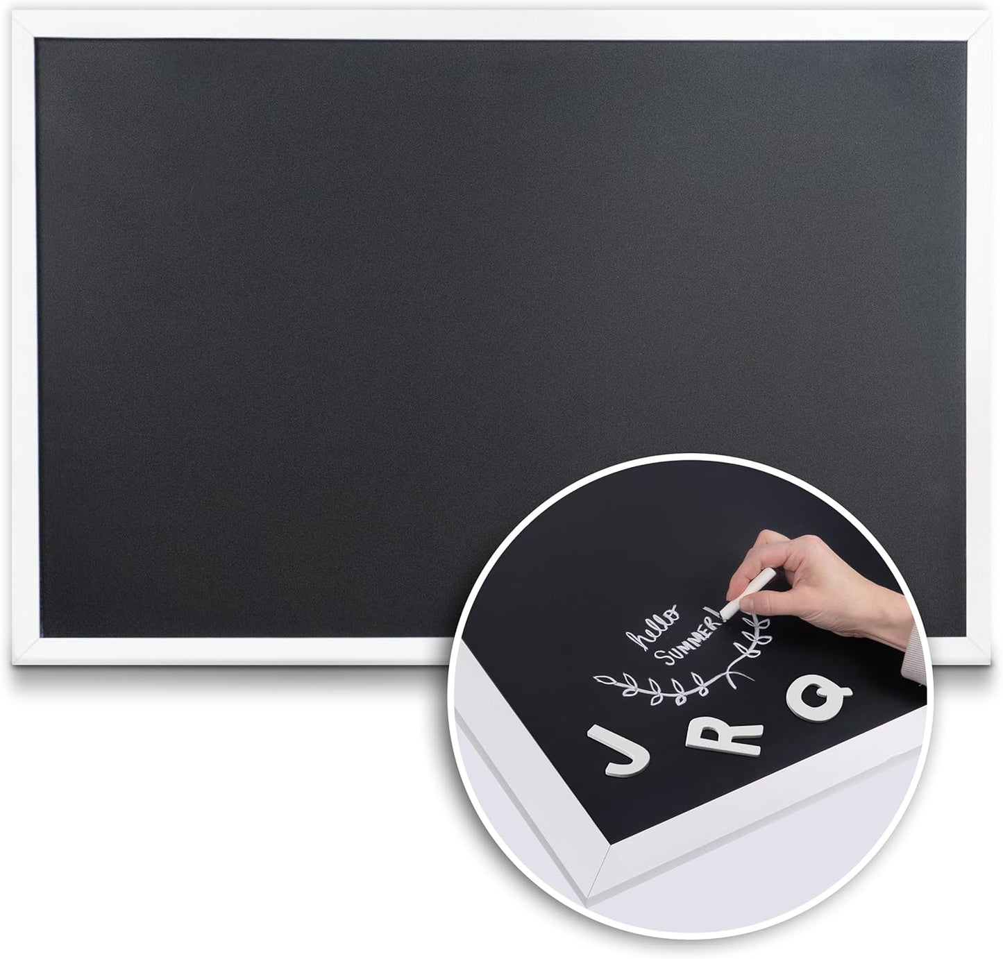 Loddie Doddie Magnetic Chalkboard & Magnet Board - 24 x 36 in White Frame - Stain-Resistant Porcelain Enamel Surface - Magnetic Wall Board for Fridge Magnets & Photos