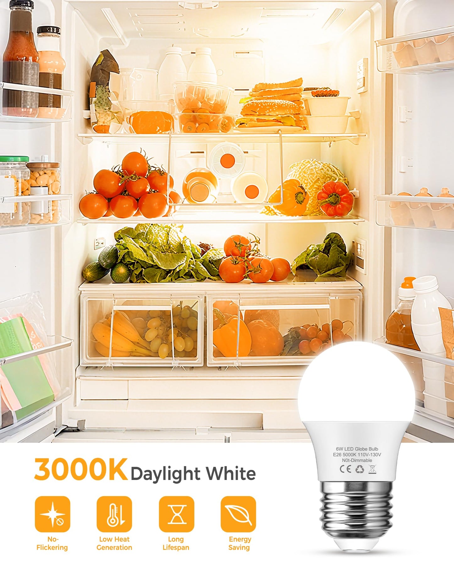 G45 Led Soft White 3000K Light Bulb  E26 Base 6W 60Watt Equivalent Globe Small Light Bulbs  Non-Dimmable Warm Lighting For Vanity Mirror  Party Decoration  Desk Lamp Lights  Living Room  6 Pack