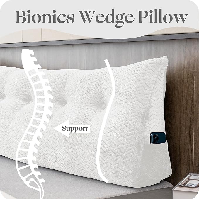 Large Bolster Triangular Headboard Wedge Backrest Positioning Support Bed Rest Reading Pillows Headboard Wedge Pillows for Day Bed Bunk Bed with Removable Cover