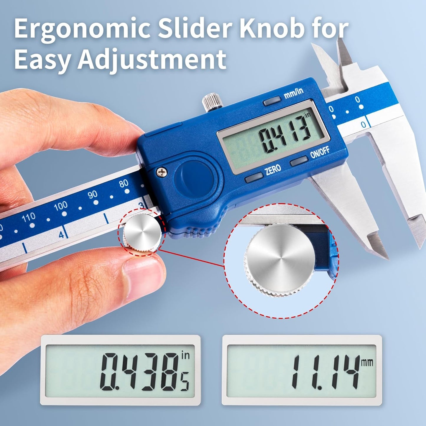 Dasqua Left-Handed Digital Caliper 0-12"/0-300mm Stainless Steel with Large LCD Screen, Dual Reading in/mm, Accuracy ±0.0016"/0.04mm, Resolution 0.0005"/0.01mm, High Precision Caliper Measuring Tool