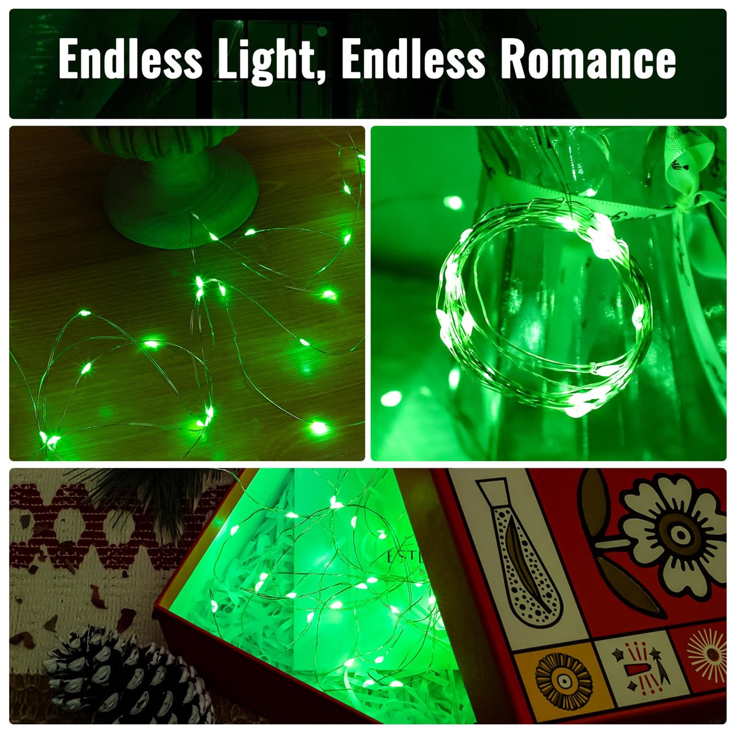 Zsjwl 30 Pack Green Fairy Lights Battery Operated  7Ft 20Led Mini Starry Light Mason Jar Lights For Indoor Outdoor Party Wedding Halloween Thanksgiving