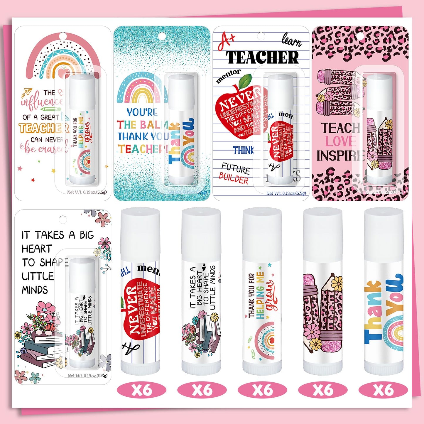 100 Pack Employee Appreciation Gifts Lip Balms Bulk Teacher Coworker Team Thank You Gift for Staff Volunteer Thanksgiving Christ