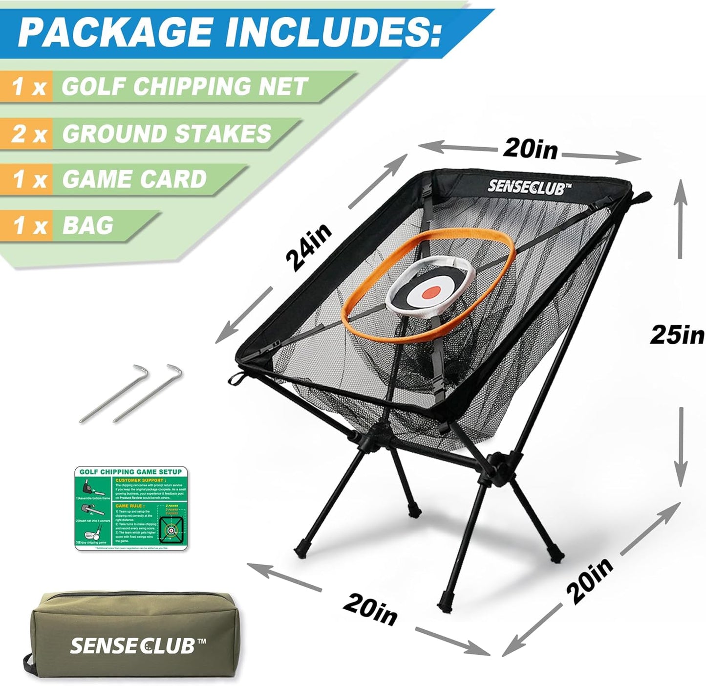 Foldable Chipping Net with Mat & Balls, Heavy-Duty Practice Golf Net Chipping Target, Backyard Golf Game & Gifts