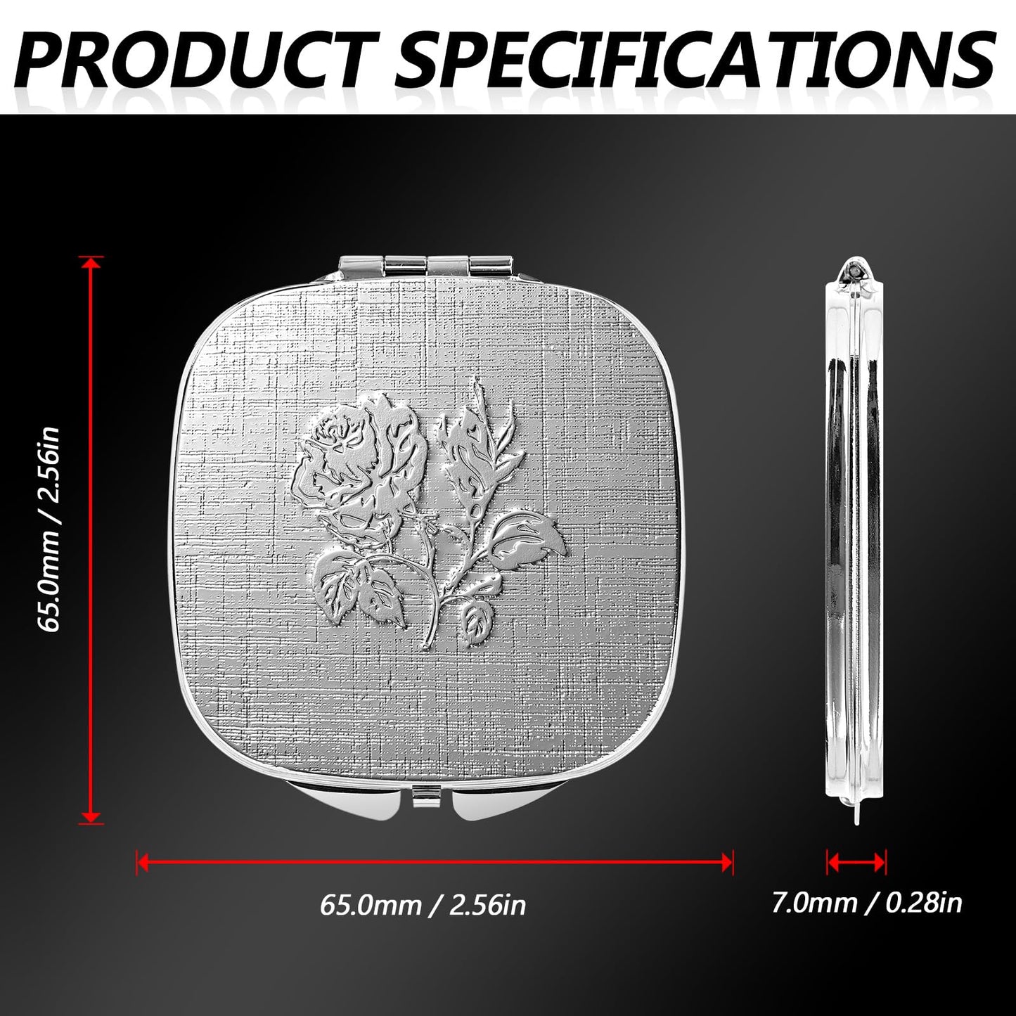 Travel Small Compact 1X/2X Mirror - Handheld, Foldable, Lightweight - Mini Pocket Magnifier for Wallet - Square 3.0 inches x 2.8