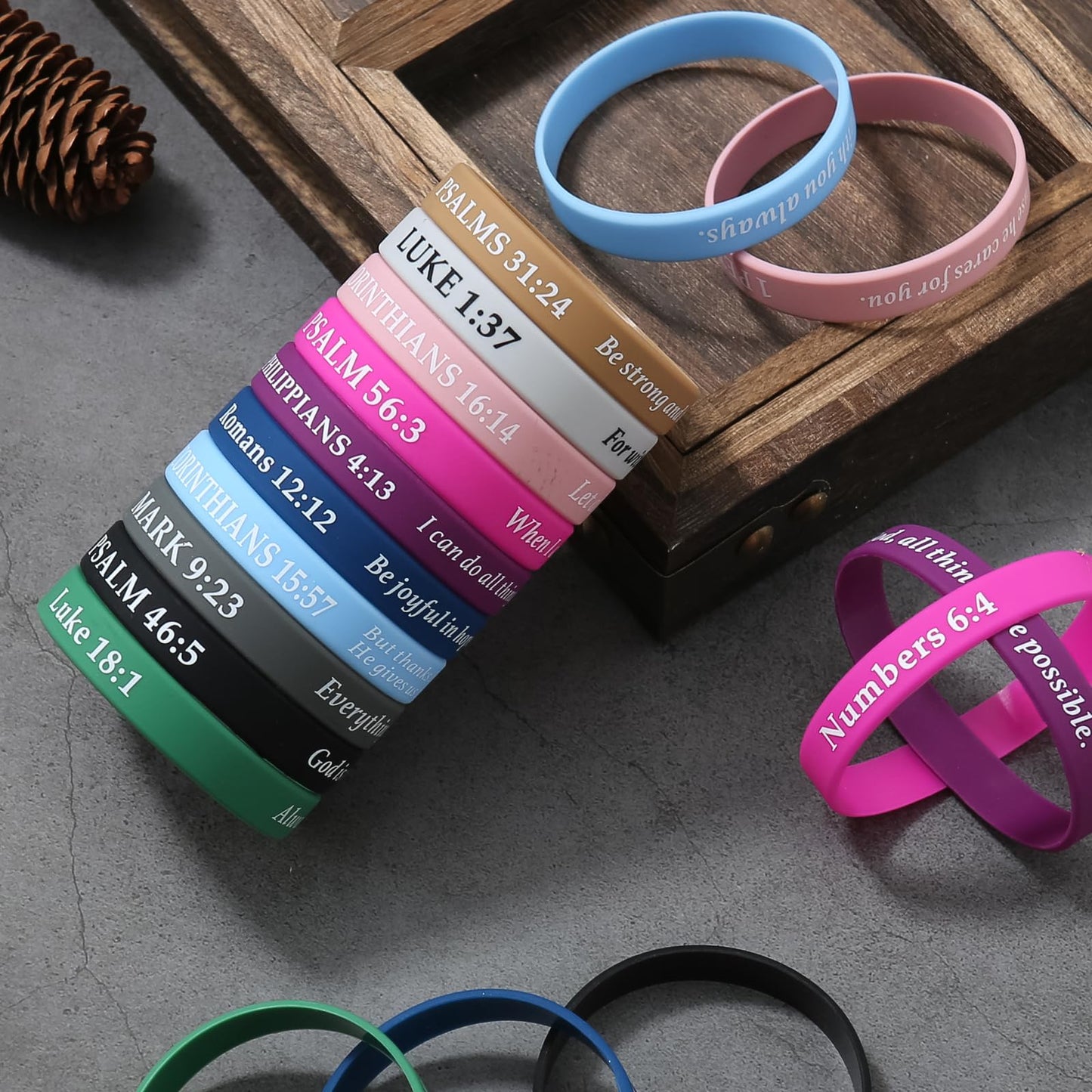 QEERBSIN Bible Verses Bracelets Motivational Christian Rubber Bracelets Faith Hope Wristbands for Men Women Teens