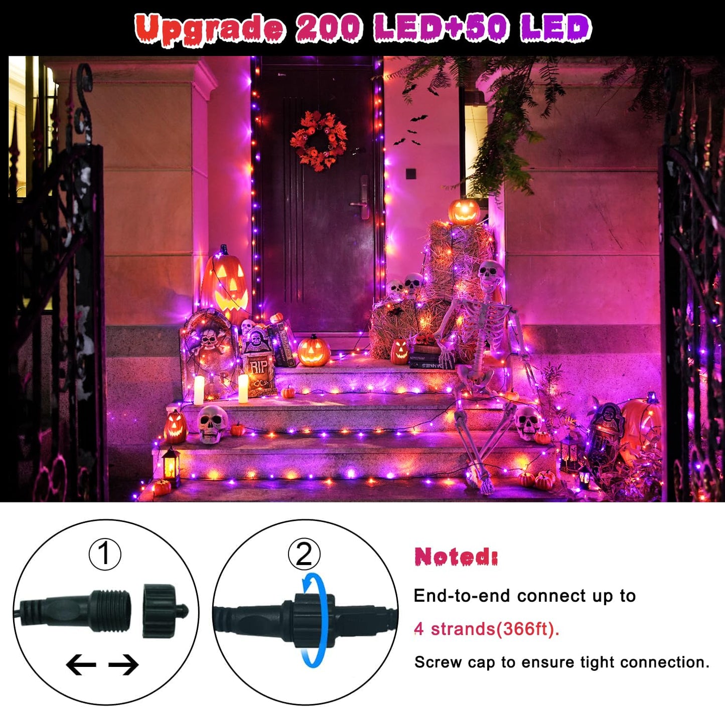 JMEXSUSS 250 LED Christmas String Lights, 91.5ft, Red & White, Waterproof, 8 Modes, Model EXS-S-0250, Indoor/Outdoor Decoration
