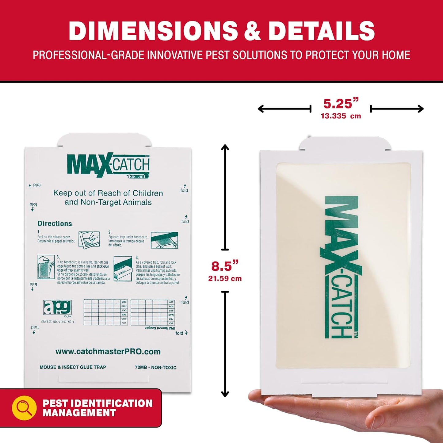 Catchmaster Max-Catch Mouse & Insect Glue Trap 36PK, Mouse Traps Indoor for Home, Sticky Pest Control Adhesive Tray for Catching Bugs, Non Toxic Bulk Unscented Glue Boards