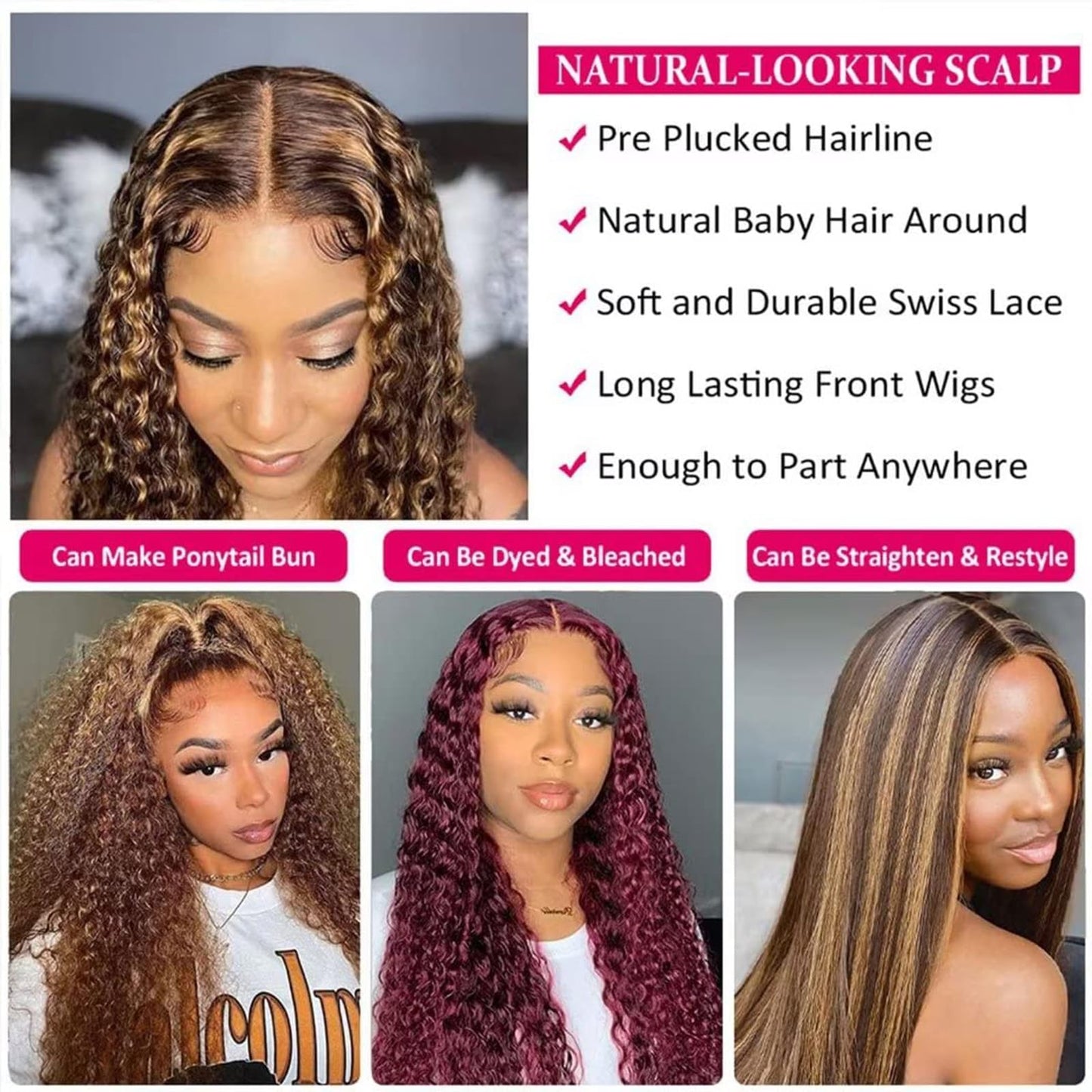 Peenoll Highlight Dark Brown Chocolate P4/30 13X6 Human Hair Lace Frontal Wig Glueless Wigs Human Hair Pre Plucked Pre Cut Lace