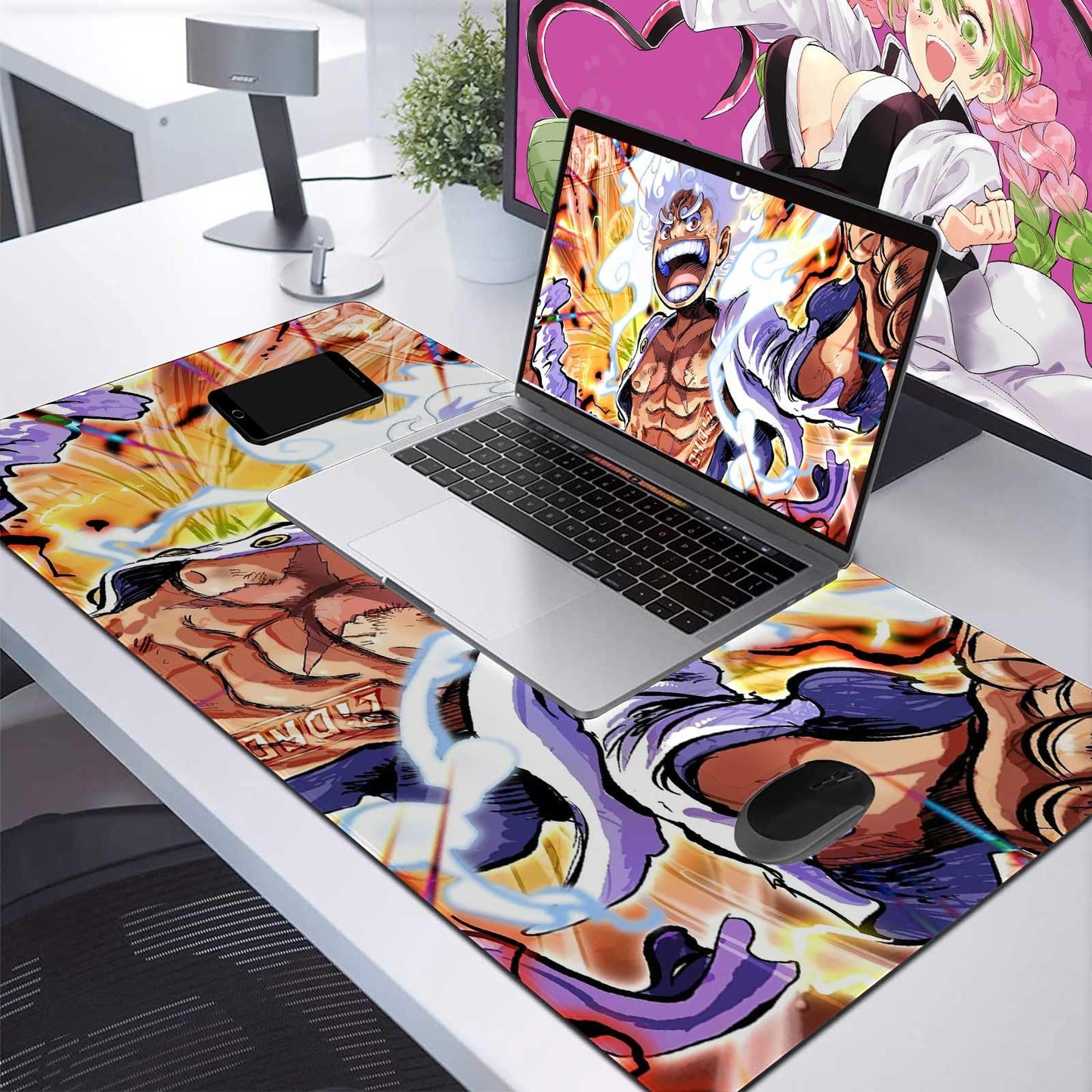 Extra Large Anime Mouse Pad Luffygear 5,Extended Large Gaming Mousepad,Non-Slip Rubber Base and Stitched Edges Desk Pad for Computer Home Office Work and Study,31.5"x15.7"
