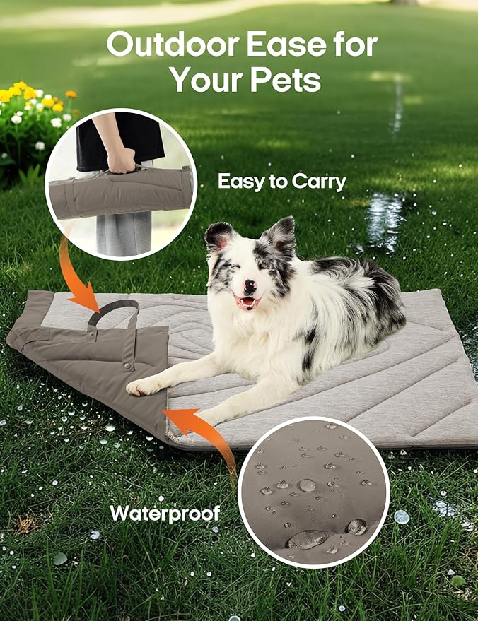 ZonLi Dog Cooling Mat, 43" x 30" Large, Waterproof Cooling Pad for Dogs & Cats, Portable & Durable Pet Mat for Crate, Trunk, Camping, Outdoors, Machine Washable, Pebble Grey
