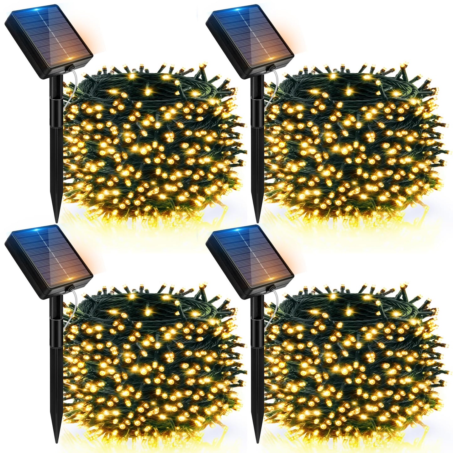 Btfarm 4 Pack Solar Christmas Lights Outdoor  157Ft 480Led Solar String Lights Outside Waterproof  8 Modes Twinkle Tree Light Solar Powered For Xmas Garden Patio Yard Party Wedding Decor  Warm White