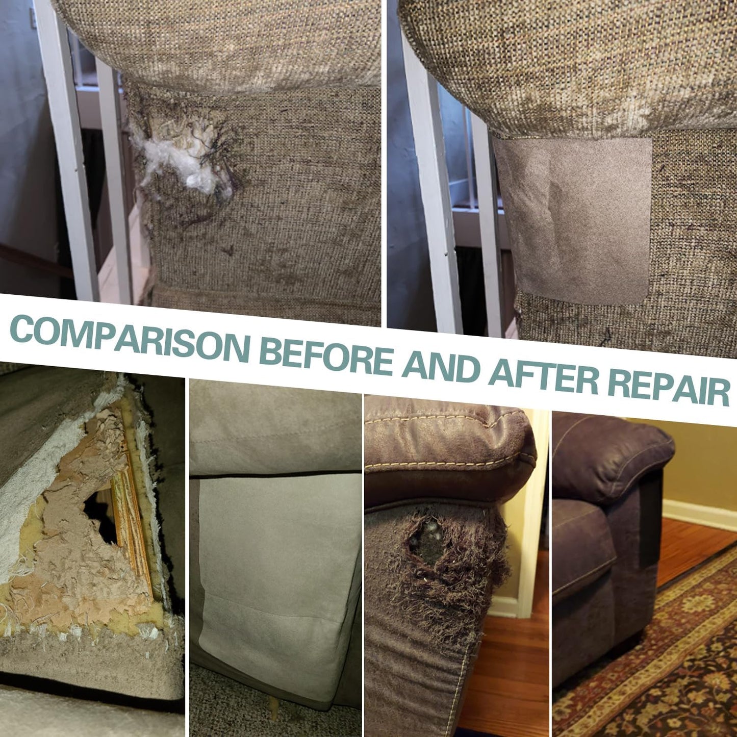 Azobur Velvet Rectangular Repair Patch, Self-Adhesive Flannel Fabric Patch, Multi Colors, Microfiber Patch，Can be Used to Patch Sofas, Car Seats, Handbags, Jacket Holes and Tears (Gray)