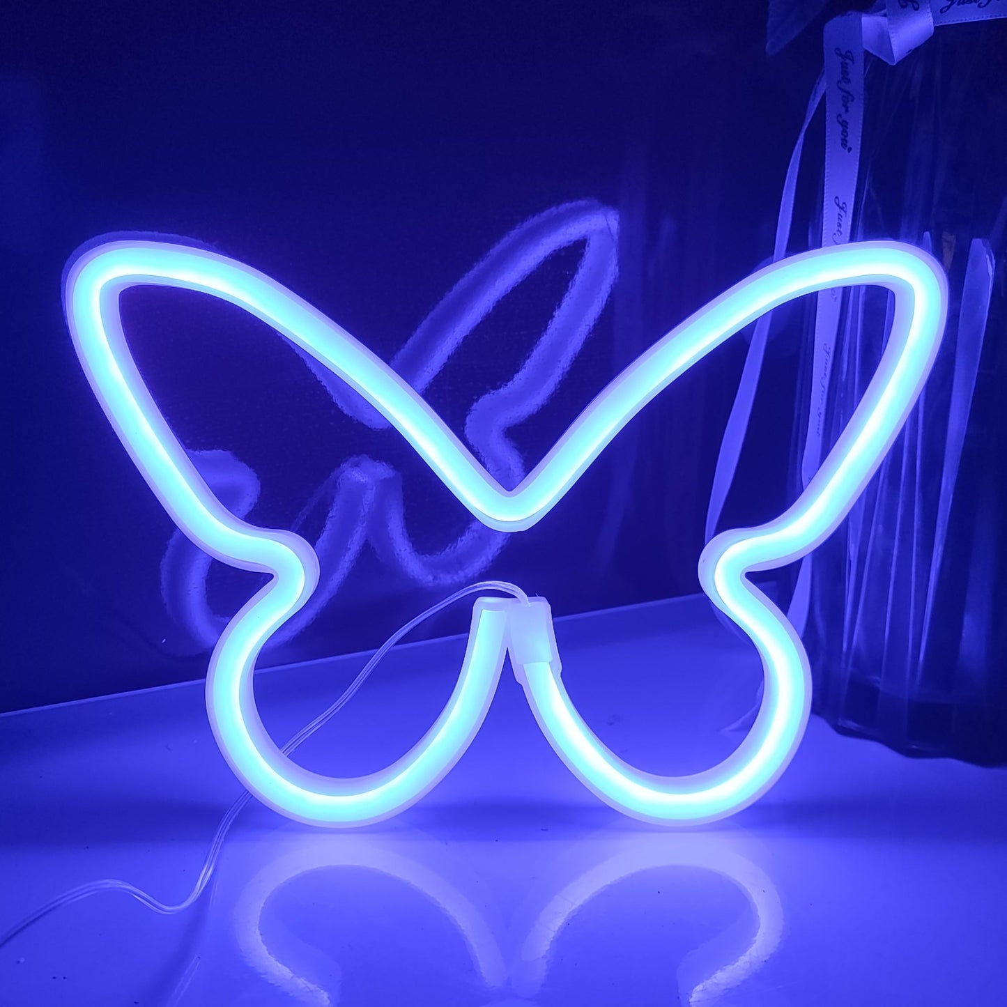 Jywj Butterfly Neon Light Sign - Usb/3-Aa Battery Powered Led Decor, Blue, Model Jy-Bf-Bu01, Perfect For Girls Bedroom & Parties