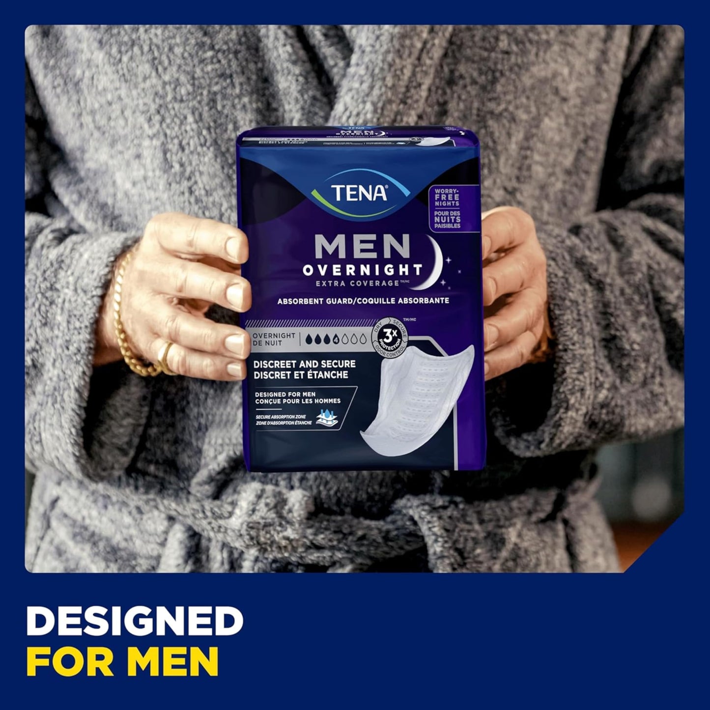 TENA Incontinence Guards, Overnight Absorbency & Advanced Odor Protection, Incontinence Guards for Men, 90 ct