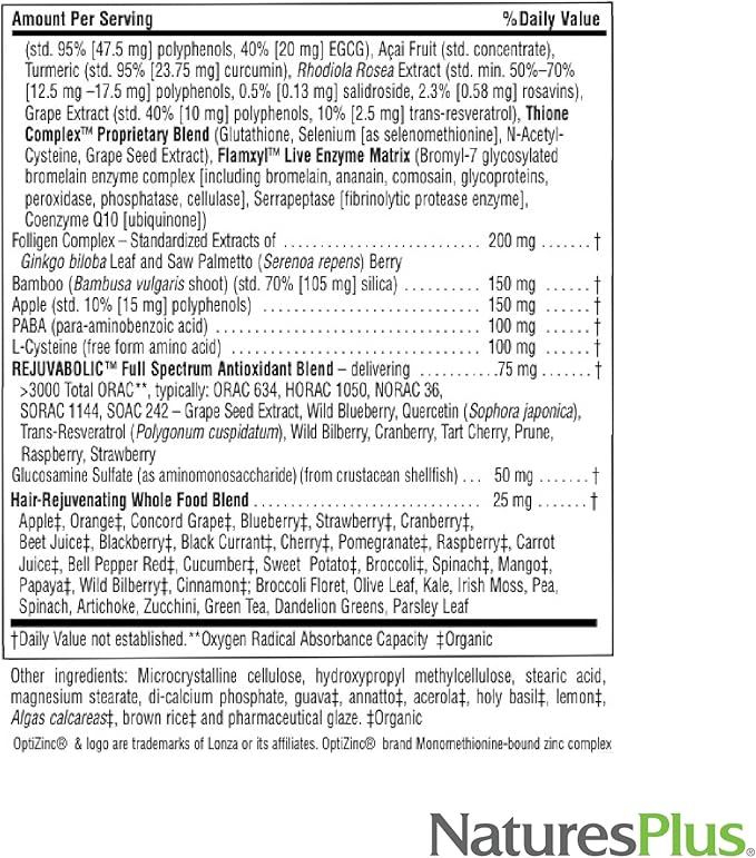 Natures Plus AgeLoss Hair Support - 90 Extended Release Tablets - Gluten-Free - 30 Servings