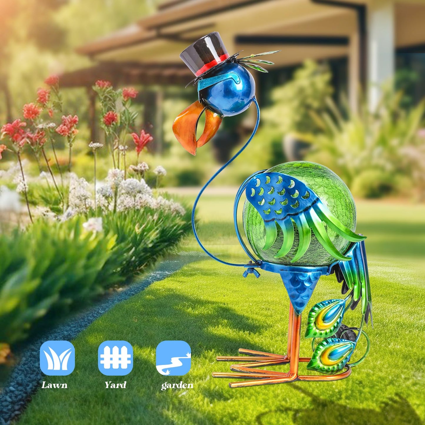 Mumtop Peacock Solar Lights Outdoor  Solar Lantern Outdoor Decorative Waterproof Led Peacock Lights Tabletop Decorations For Patio Garden Yard Outside Decor  Peacock
