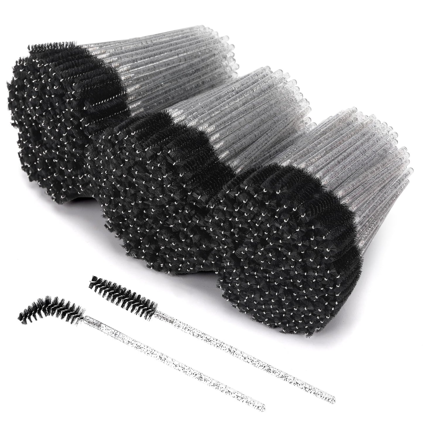 Tbestmax 800 Disposable Mascara Wands, Spoolies Brush for Eyelash Extensions, Crystal Black Spooly Eyelash Eyebrow Brushes Lash