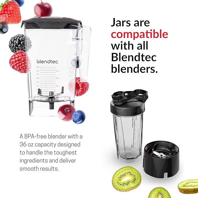 Blendtec Original Designer Series Blender and 90 Oz WildSide+ Jar - Kitchen Blender Bundle - Stainless Steel
