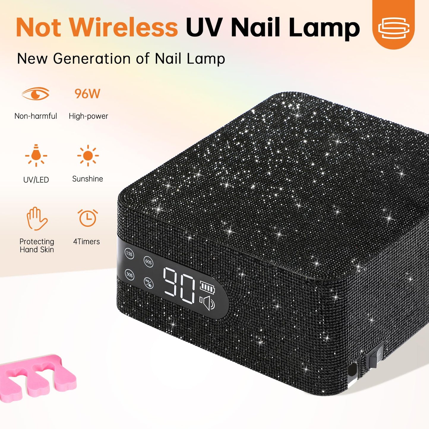 CHRISTINE SHELLY Cordless UV Nail Lamp for Gel Nail Polish 96W, Rechargeable LED Nail Light Professional Nail Dryer with 4 Timer