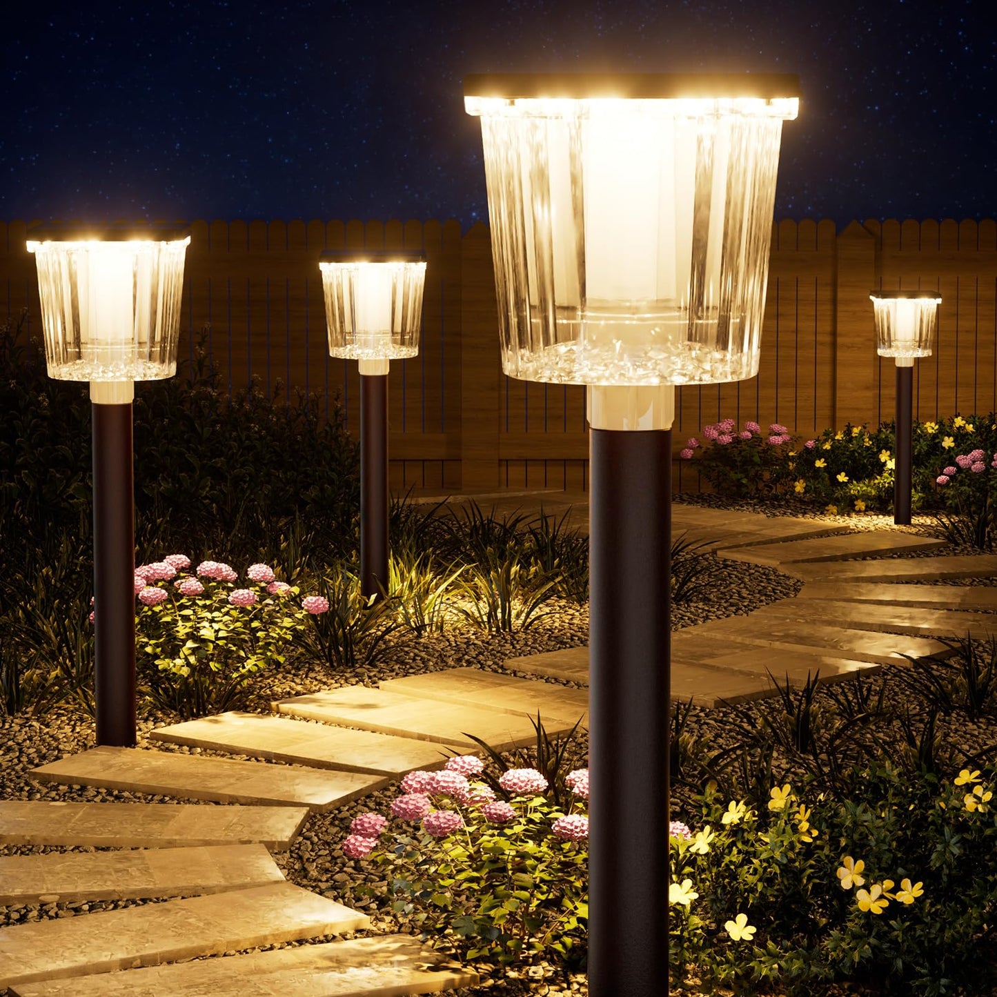 Super Bright Solar Pathway Lights Outdoor Powered Adjustable Warm&Cool White Waterproof Ip65 Garden Decor Landscape Lighting Outside For Yard/Patio/Walkway/Driveway/Landscape (Cocoa Brown  1 Pack)