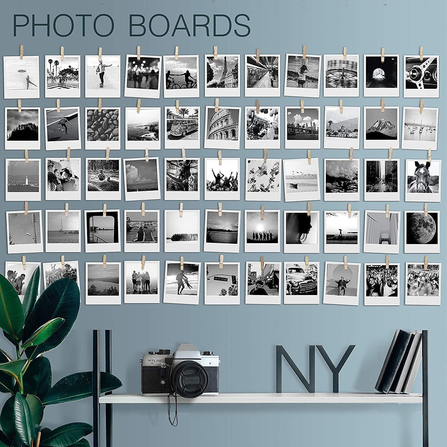 100 Pack Mini Self Adhesive Clips for Pictures - Wood Clip Photo Holders for Wall, Photo Cards Hanging Display Board & Picture Boards, Artwork Photos Holders Hangers Room Decor (Light Wood 100pack)