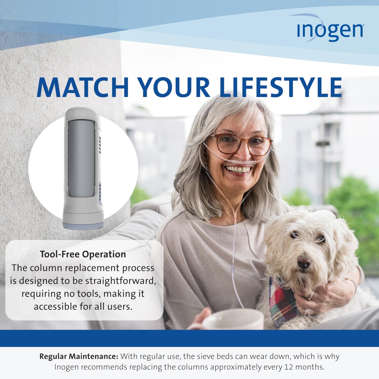 Inogen One G3 Replacement Column Pair - Oxygen Accessories - Two Removable Metal Columns - 1.63 lbs., 17.8 x 3.66 x 3.62 in.