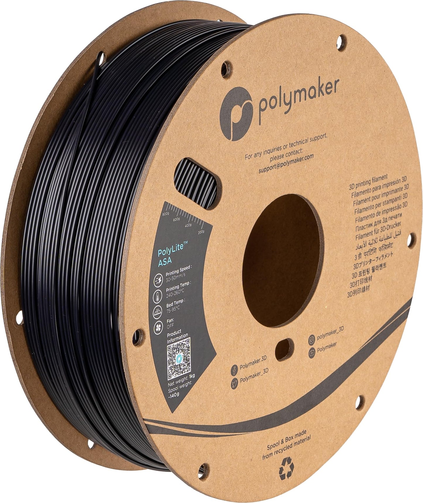 Polymaker ASA Filament 1.75mm Dark Purple, 1kg ASA 3D Printing Filament, Heat & Weather Resistant - ASA 3D Printer Filament Perf