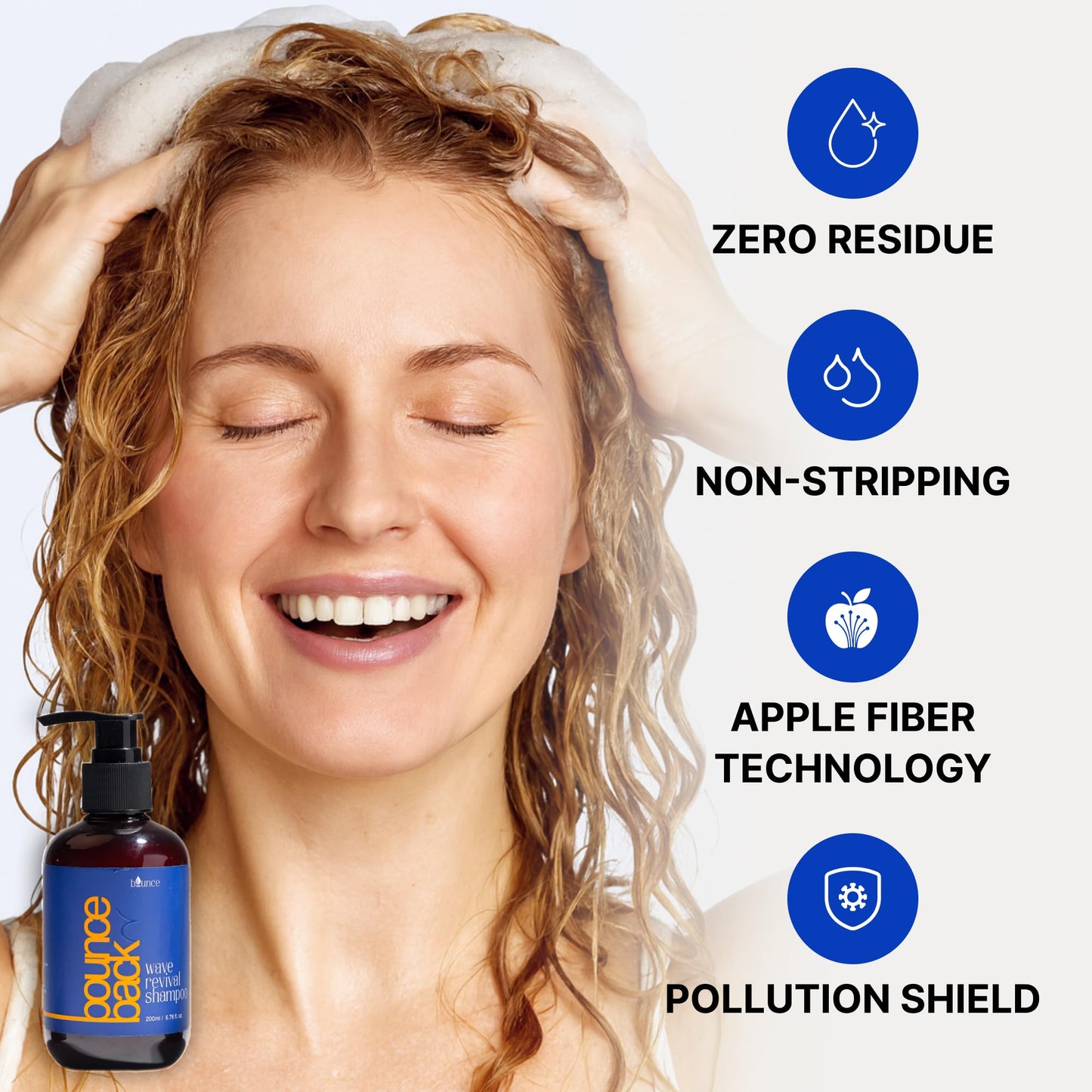 Bounce Style Wave Revival Shampoo for Curly Hair Women - Frizz-Fighting & Hydrating Curl Shampoo for Defined Waves | Sulfate-Fre
