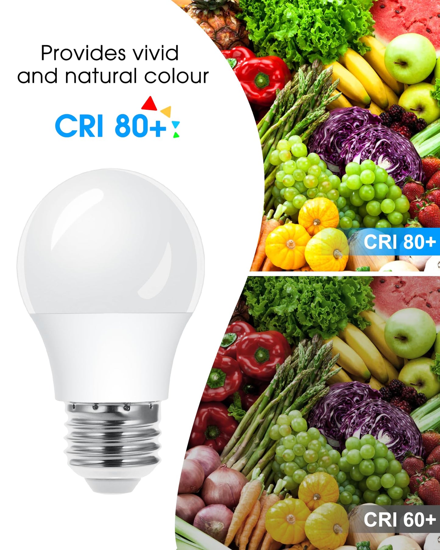 2 Pack A15 Led Light Bulb  E26 Base For Refrigerator Light Bulbs  5W Equivalent 40Watt  5000K Daylight White  Bright Lighting For Ceiling Fan  Kitchen  Indoors & Outdoors  500Lumens  Non-Dimmable