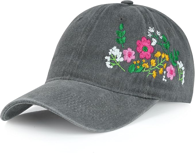 HOVEOX Flower Baseball Cap Embroidered Hat Baseball Cap Women's Hats Trendy Embroided Flower Gift for Woman