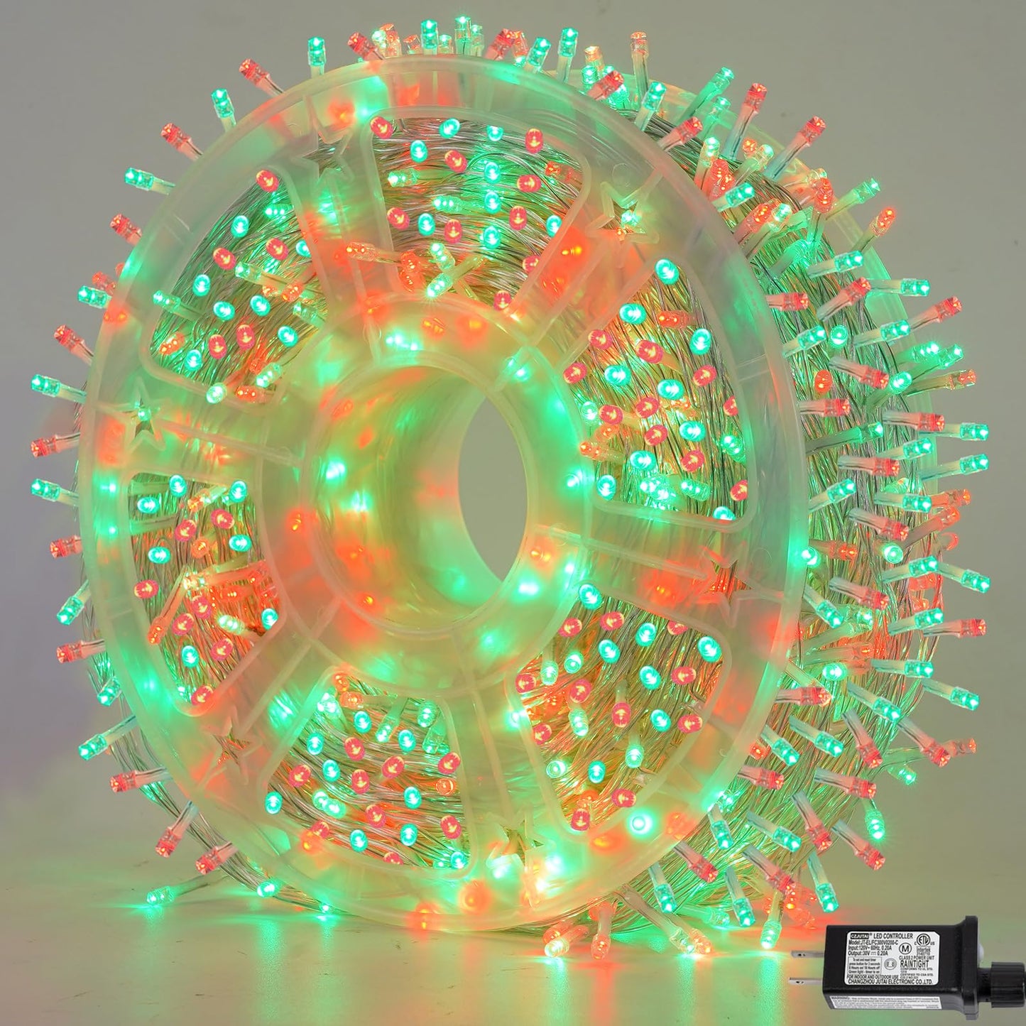 Yeguo 165Ft 500 Led Red And Green Christmas Lights Outdoor Waterproof  Clear Wire String Lights Indoor Plug In  8 Modes Clear Wire Twinkle Tree Light For Xmas Party Garden