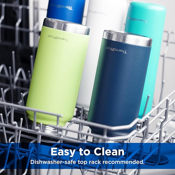 ThermoProof Double-Walled Vacuum Insulated Stainless Steel Water Bottle - Wide Mouth Canteen with Spout & Straw Lids, Dishwasher Safe, Reusable, Leakproof, BPA-Free - 32oz, Fresh Mint