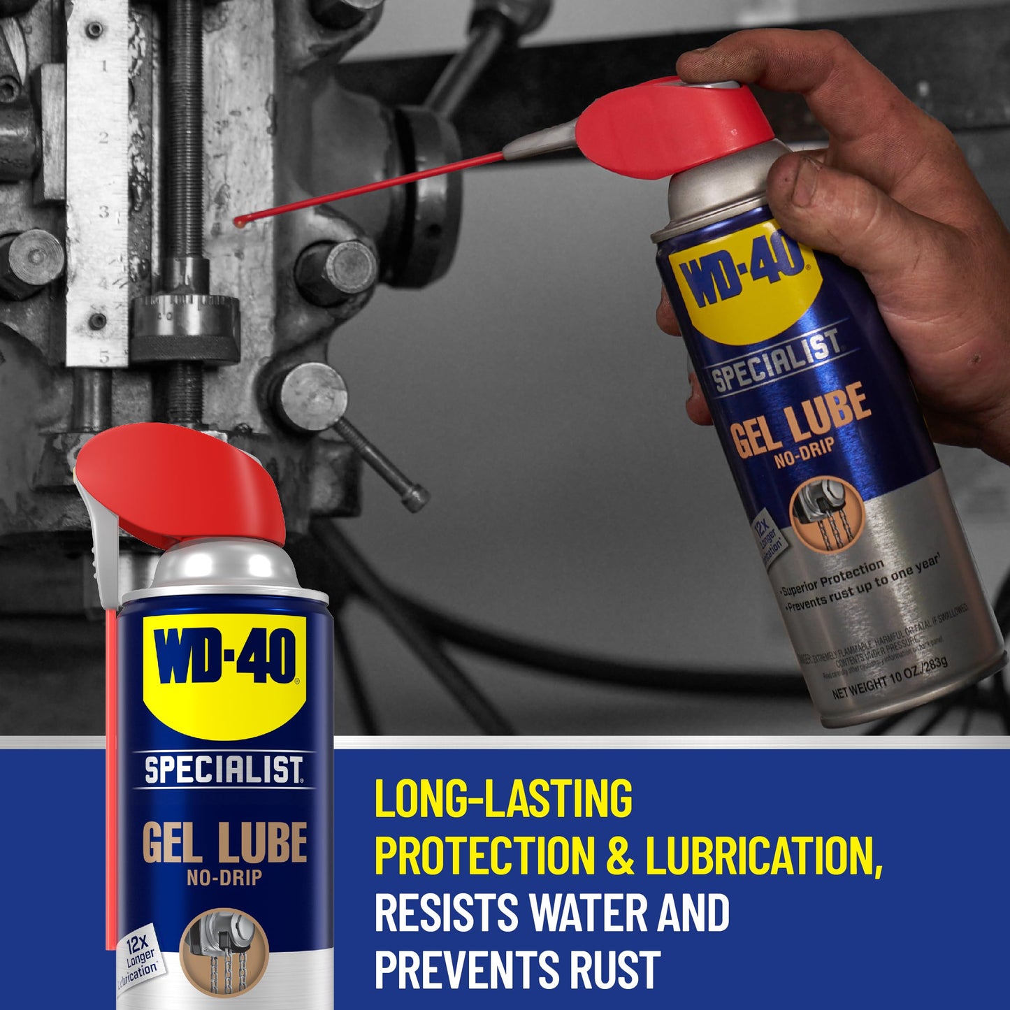 WD-40 Specialist Gel Lube with Smart Straw Sprays 2 Ways, Twin Pack, 10oz cans, No drip Lubricant, Non-Fling Lubricant, (Pack of 2) (300851)
