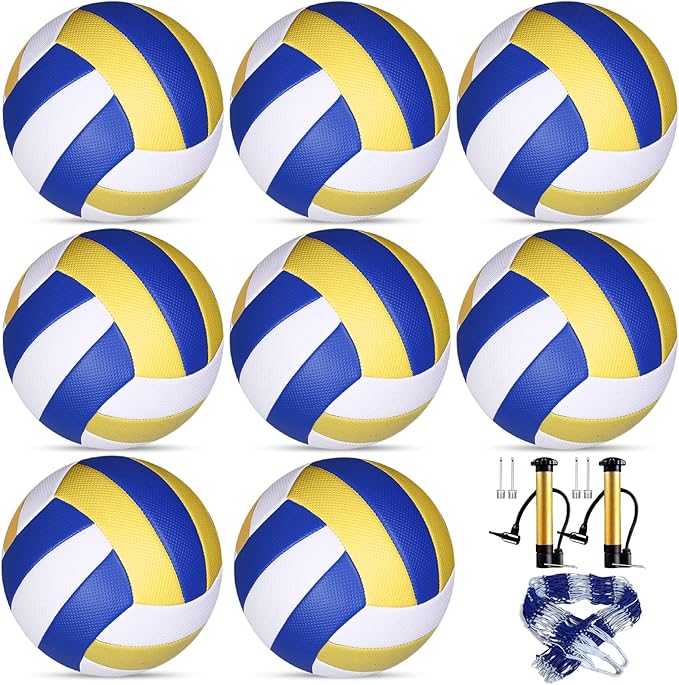 WIFOCU 8 Pack Official Size 5 Volleyballs, Premium Microfiber Composite Leather for Soft Touch, Indoor Outdoor Volleyballs...