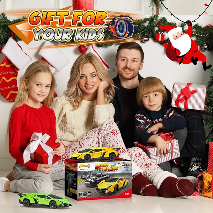 Lamborghini Remote Control Car, Officially Licensed 1:24 Scale 2.4GHz RC Drift Car Toys with Headlight, Lambo Hobby Rc Cars for Boy Girl 4-12 Years Old, Birthday Gift (Green)