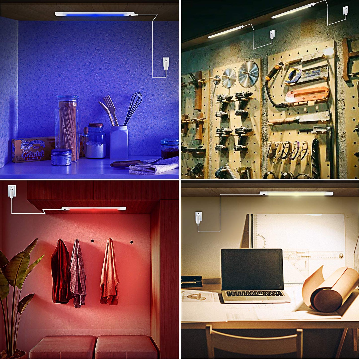 Luxsway Led Rgb Strip Light, 18 Inch Color Changing Under Cabinet Lighting, Remote Control, Plastic, Model Dy103Ir-12C