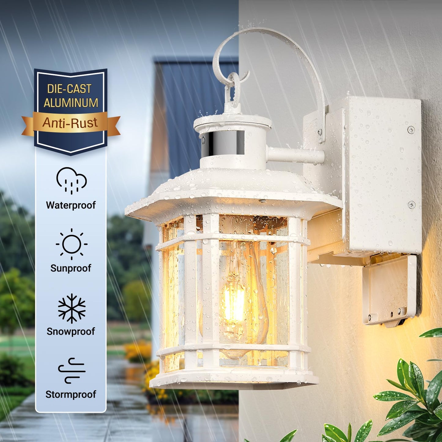 Opaxis White Outside Lights For House With Gfci Outlet  3 Modes Motion Sensor Porch Light With Outlet  Aluminum Dusk To Dawn Exterior Lighting Fixtures  For House  Porch  Garage