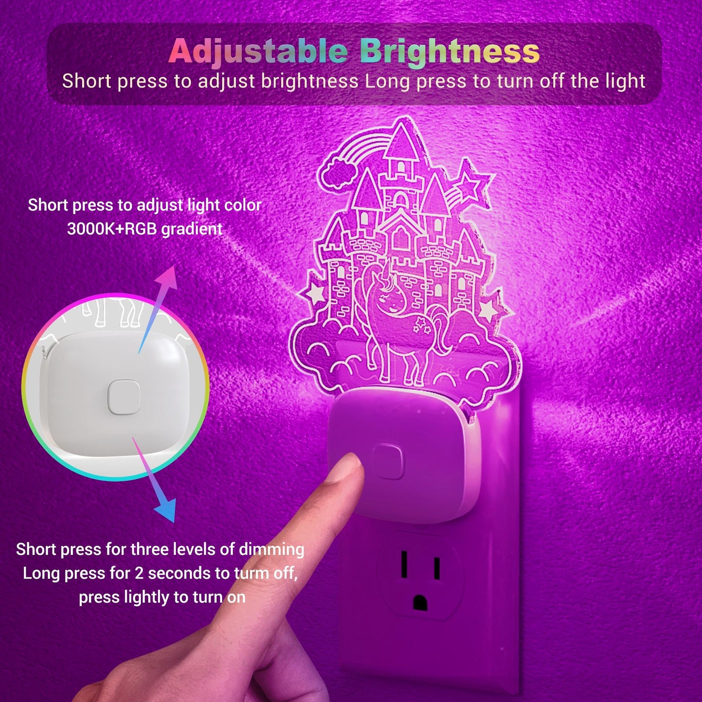 Jandcase Led Kids Night Light  Plug In Night Light  10 Color Changing Castle Night Light With Dusk To Dawn Sensor  Acrylic Rgb Nightlight For Kids Girls Bedroom  Gifts For Girls