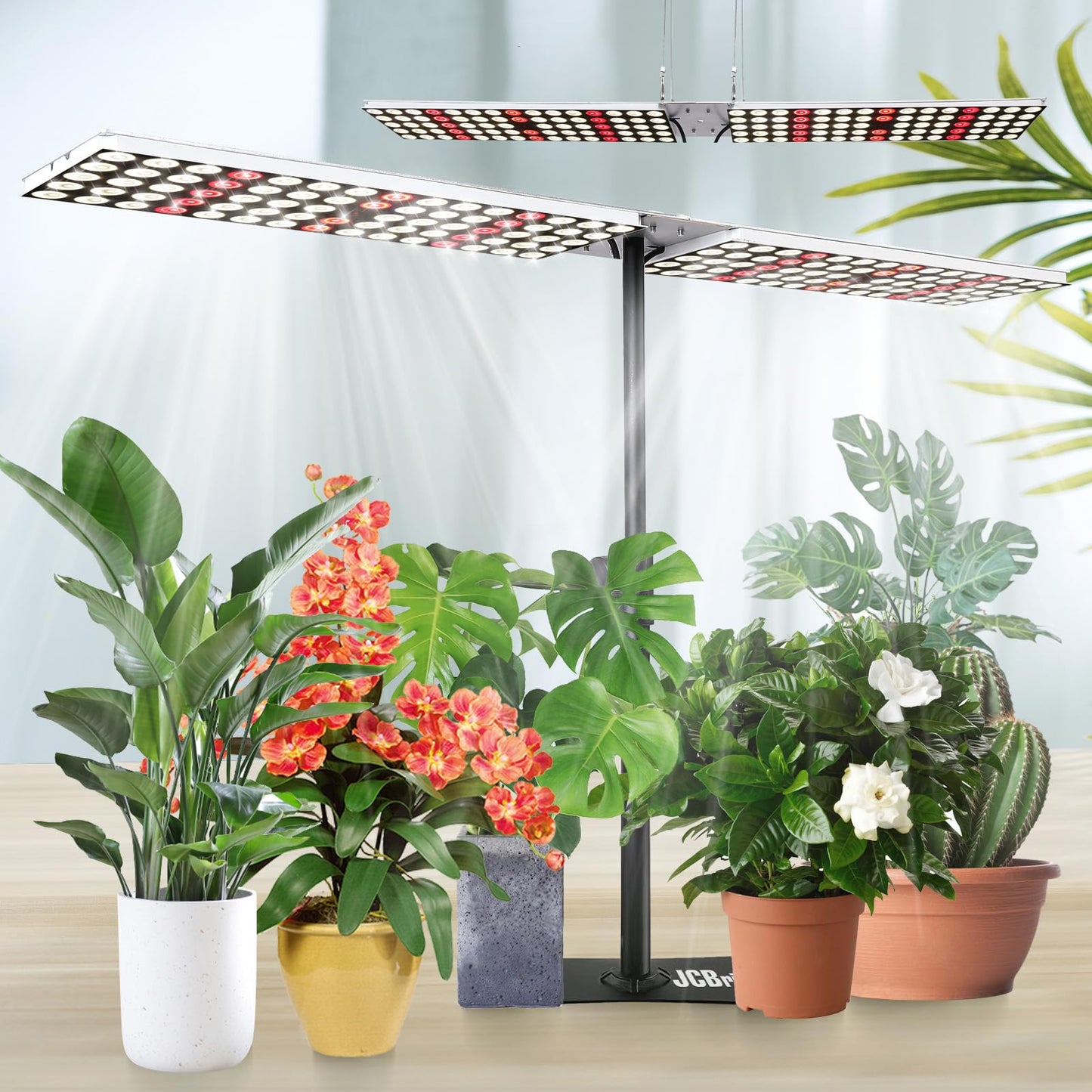 JCBritw 100W LED Grow Light Panel, Adjustable Indoor Plant Light, White, Model ASP150WHSTD-C2
