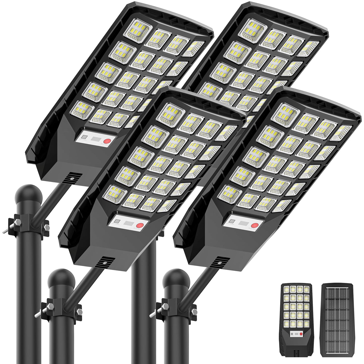 OKPRO Solar Lights Outdoor 320° Motion Sensor IP66 Waterproof 4-Pack Black Metal Model OK-XY120-4