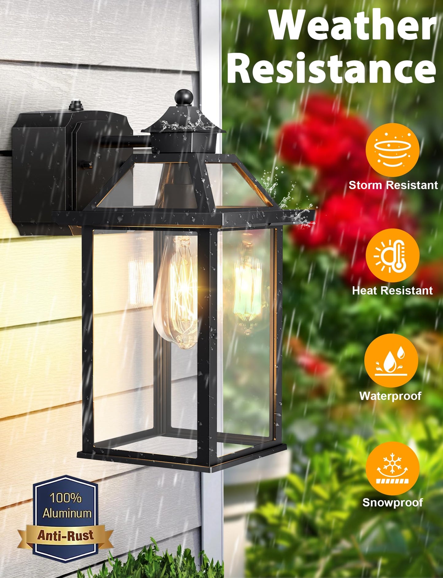Porch Light With Gfci Outlet  14 Large Dusk To Dawn Outdoor Lights For House  Waterproof Exterior Lighting Fixtures  Black Anti-Rust Outside Wall Mount Sconce For Patio Front Door Entryway  E26