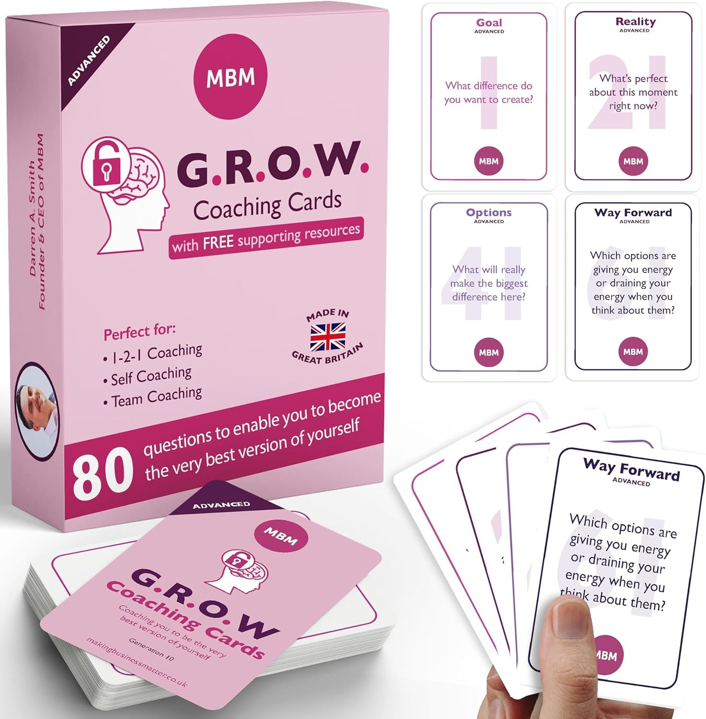 MBM 80 Advanced Grow Cards – Leadership Development Resources & Strategic Thinking Exercises for Coaches, HR Programs & Executive Training | Emotional Intelligence & Conversation Starters