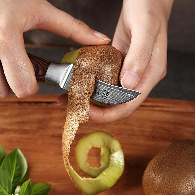 Wakoli EDIB Damascus Peeling Knife – 2.7-Inch Small Kitchen Knife for Fruits and Vegetables | Genuine Damascus Steel Blade with VG10 Core | Ergonomic Pakkawood Handle | Premium Knife in Gift Box