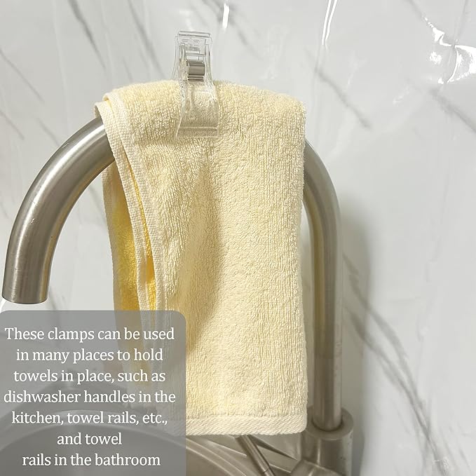 4 Pieces Towel Clips for Kitchen Secure The Towel Suitable for Kitchen Bathroom Dishwasher Handle Towel Rack(Transparent)